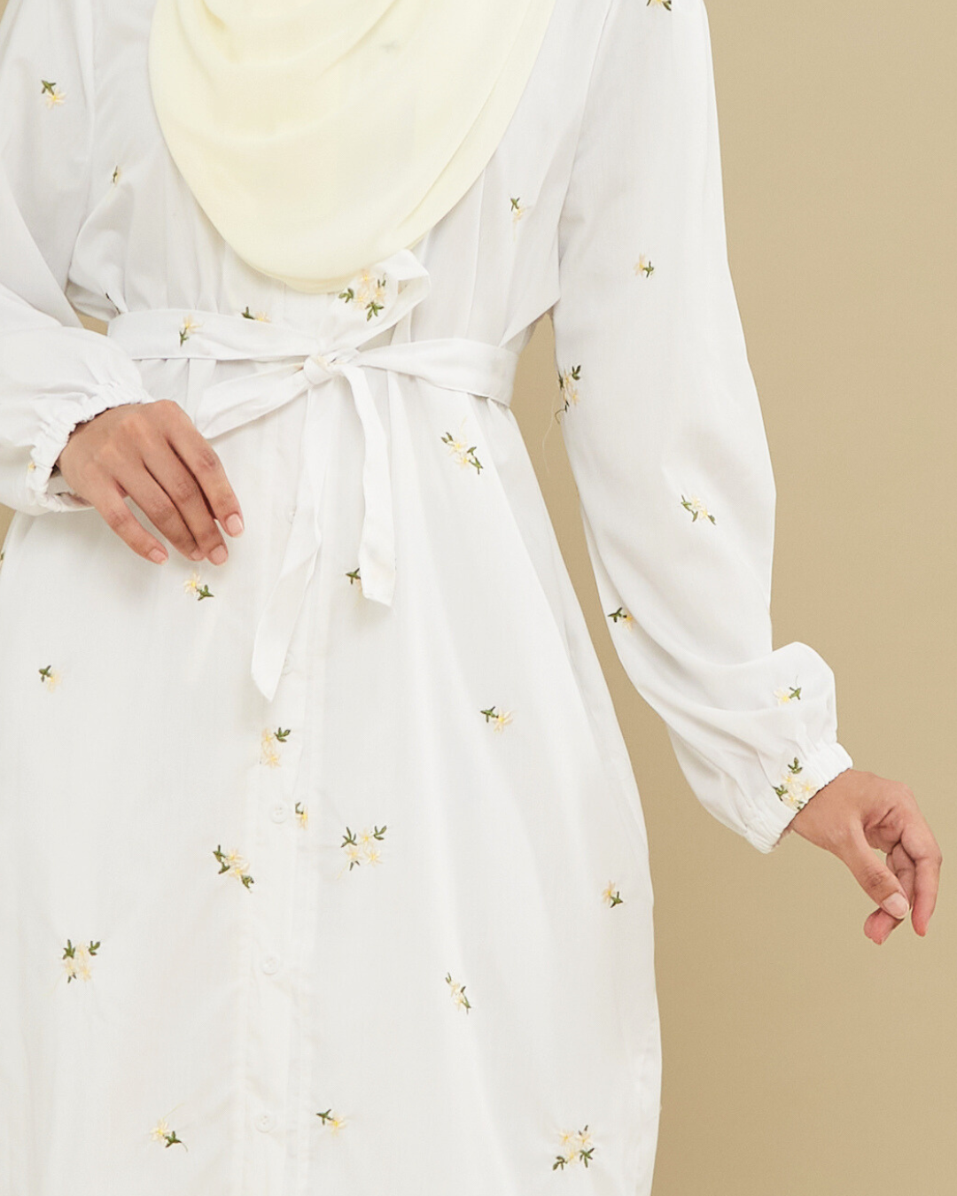 Naeema Embroidery Dress - White