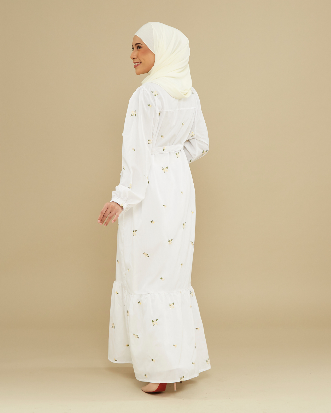 Naeema Embroidery Dress - White