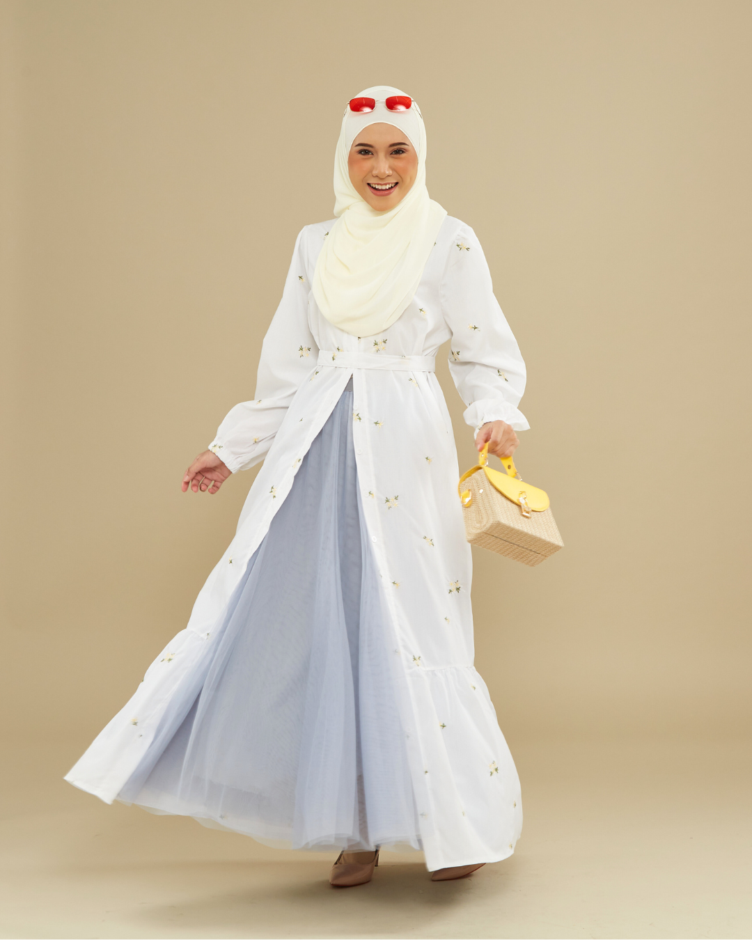 Naeema Embroidery Dress - White