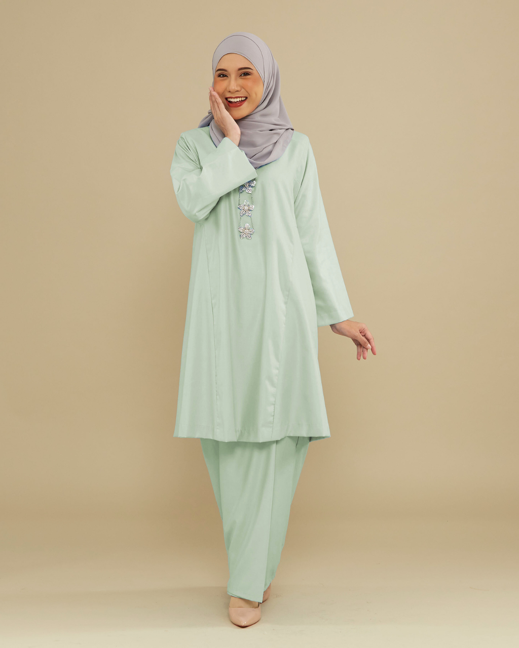 KEMBOJA KURUNG PAHANG - MINT GREEN