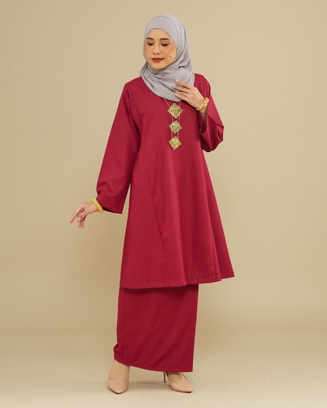 KEMBOJA KURUNG PAHANG - MAROON