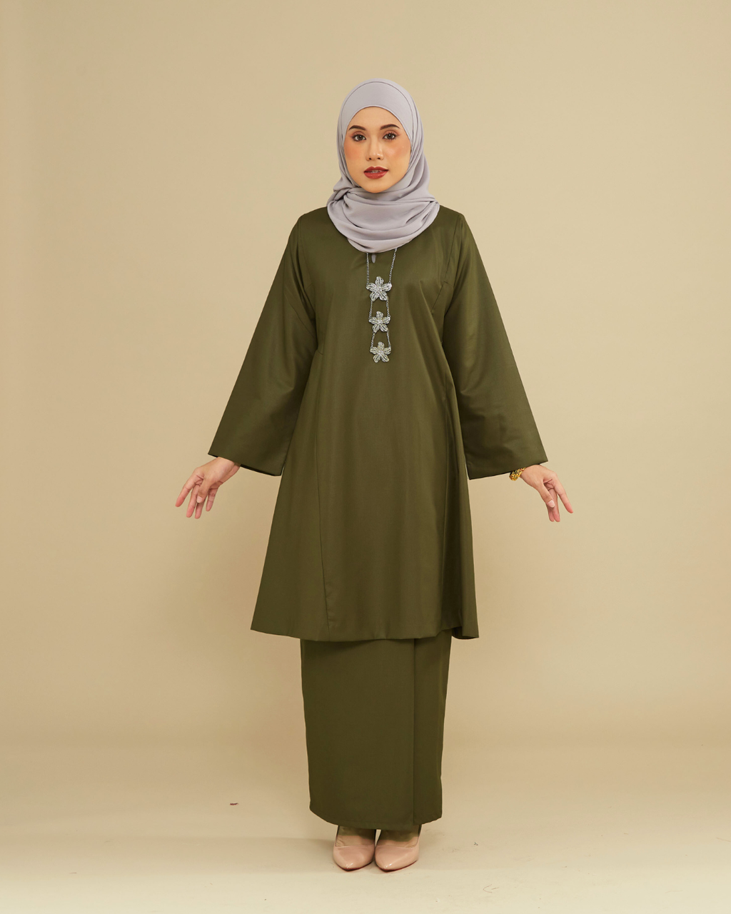 KEMBOJA KURUNG PAHANG - DARK OLIVE