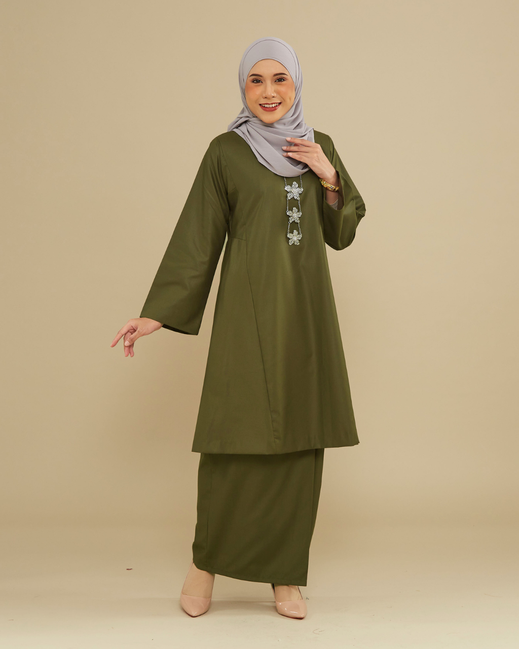 KEMBOJA KURUNG PAHANG - DARK OLIVE
