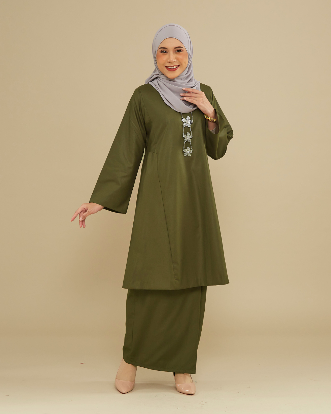KEMBOJA KURUNG PAHANG - DARK OLIVE