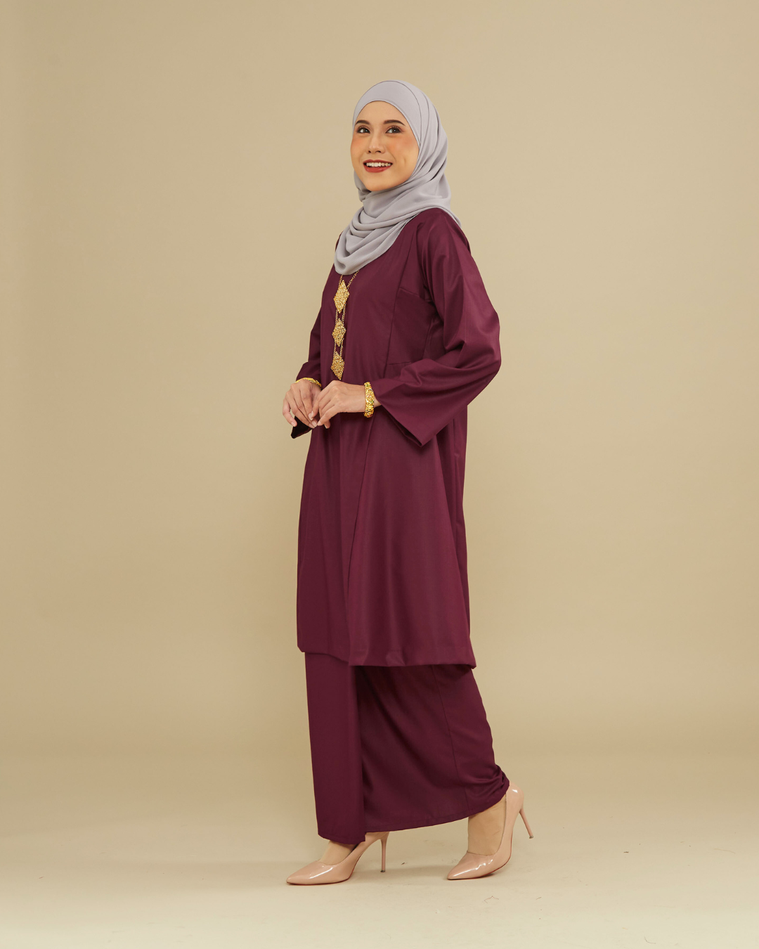 KEMBOJA KURUNG PAHANG - BURGUNDY