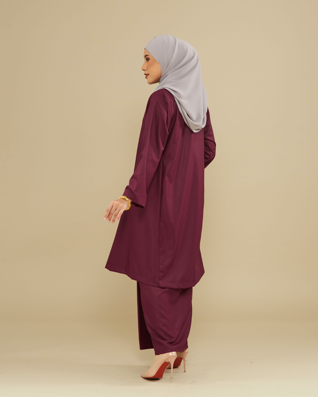 KEMBOJA KURUNG PAHANG - BURGUNDY