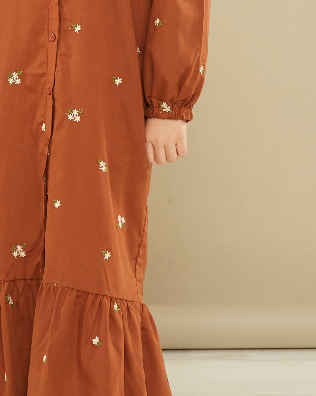 Naeema Embroidery Dress - Caramel