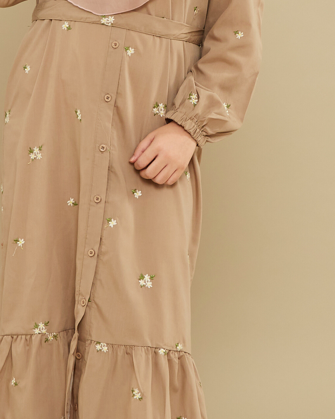 Naeema Embroidery Dress - Nude