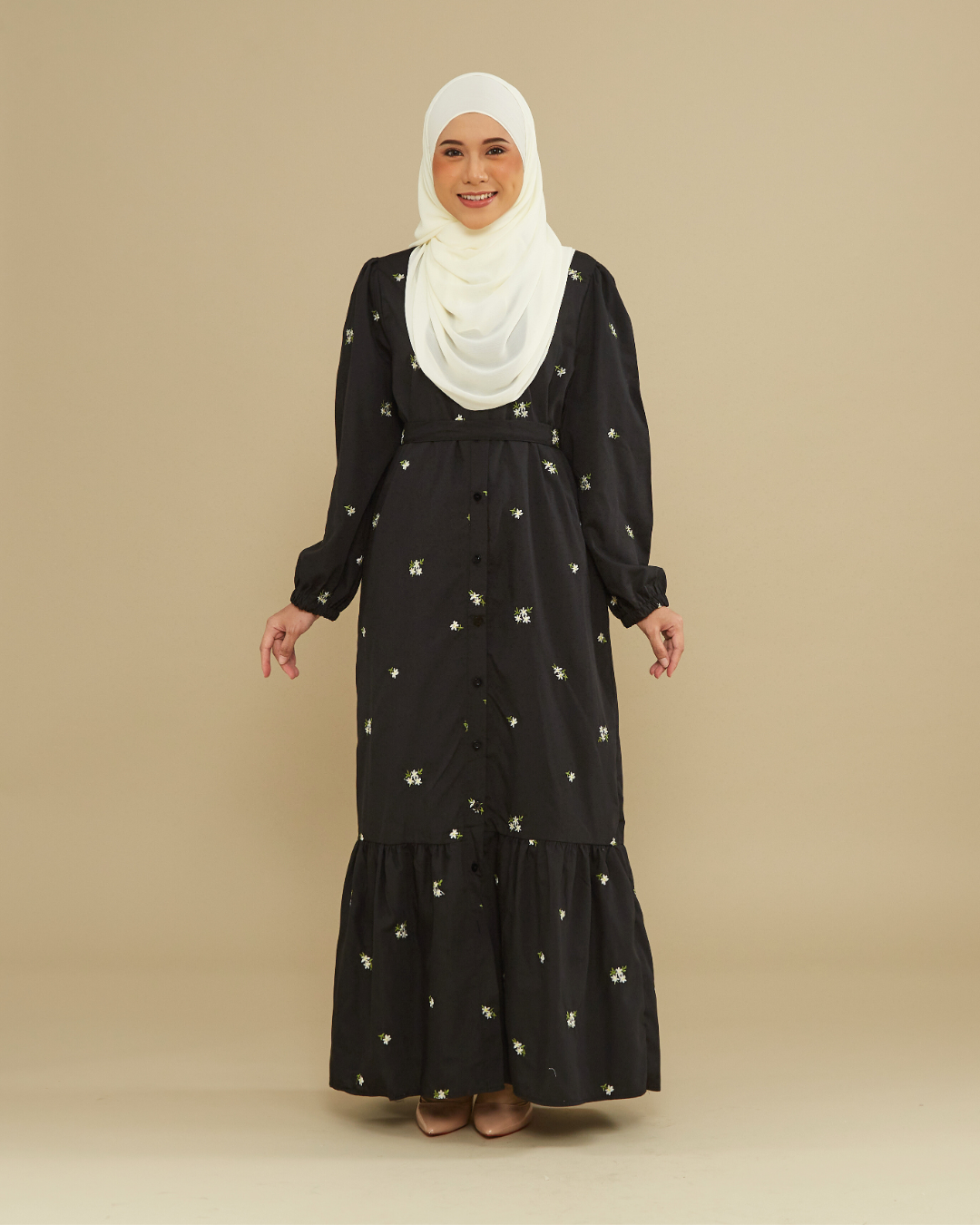 Naeema Embroidery Dress - Black