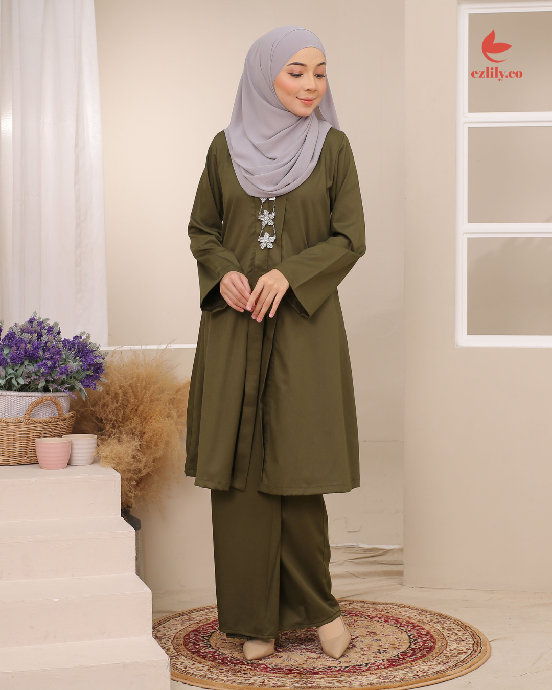 CEMPAKA KEBAYA - DARK OLIVE