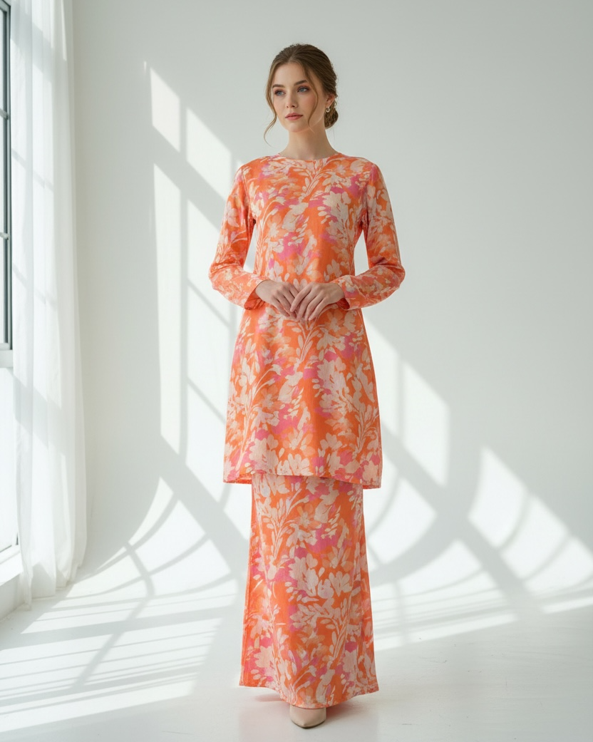 Lira Kurung Moden - Jingga